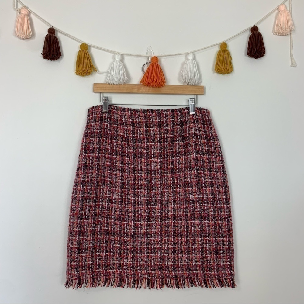 Talbots A-Line Wool Blend Pink Red Tweed Skirt Size 6 - Picture 9 of 9